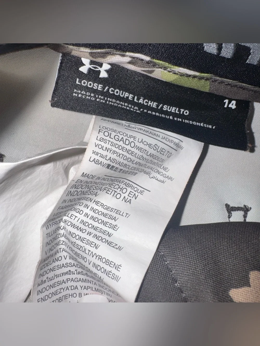 Under Armour Storm Camo Pants Youth Boys Size 14 Cargo Hunting Outdoors Loose